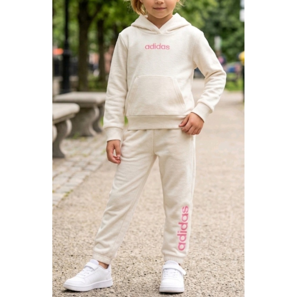 Adidas‎ Little Girls Hoodie and Joggers 2 Piece Set Size 4 Light Beige  NWT